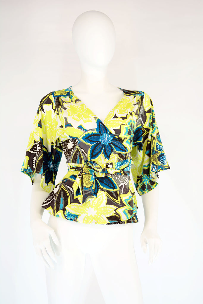 yellow wrap blouse