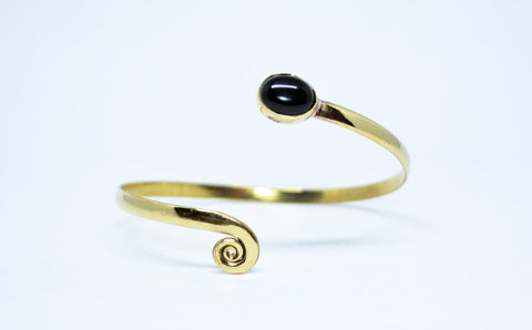 Womens Brass Cuff Bracelet  Black Stone - edocollection
