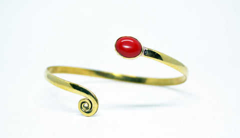 Women's Brass Cuff Bracelet Red Stone - edocollection