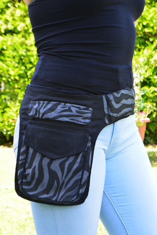 Women's Canvas Pocket Belt-Zebra - edocollection