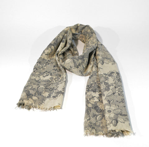 Womens Cotton Scarf Floral Motif - edocollection