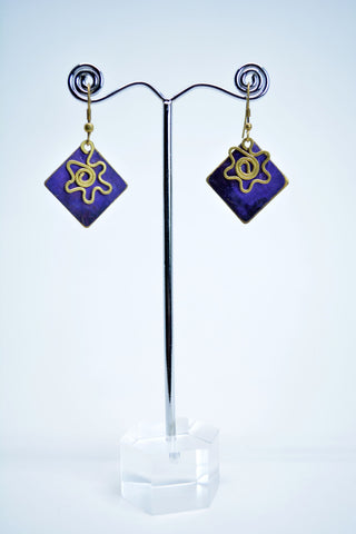 Brass Drop Earrings Purple - edocollection