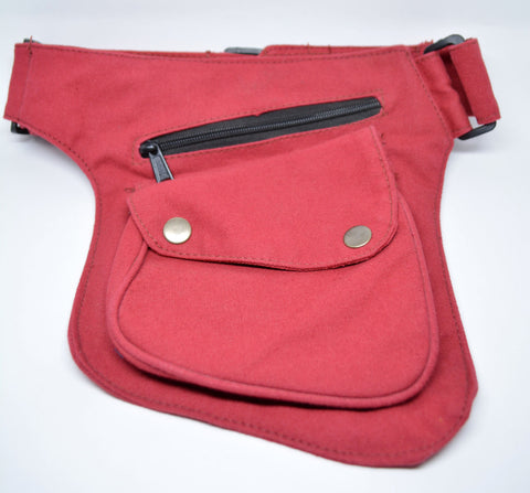 Cotton Canvas Pocket Belt-Red - edocollection