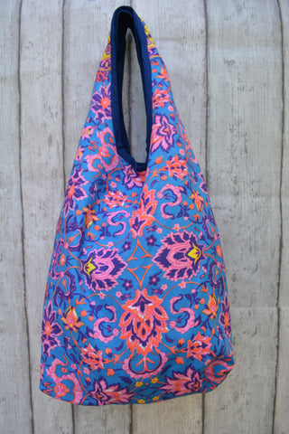 Cotton Shoulder Bag Pink Flowers - edocollection