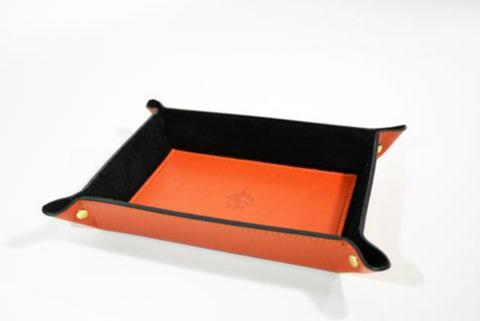 Leather Tray Desk Organizer Orange