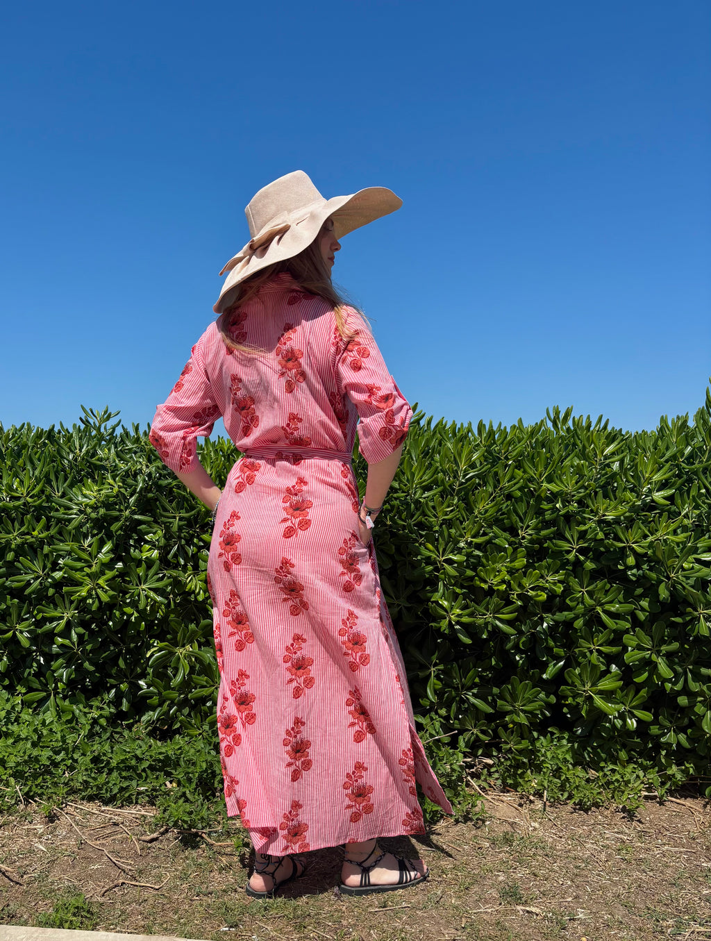 Long Chemisier Striped Pink