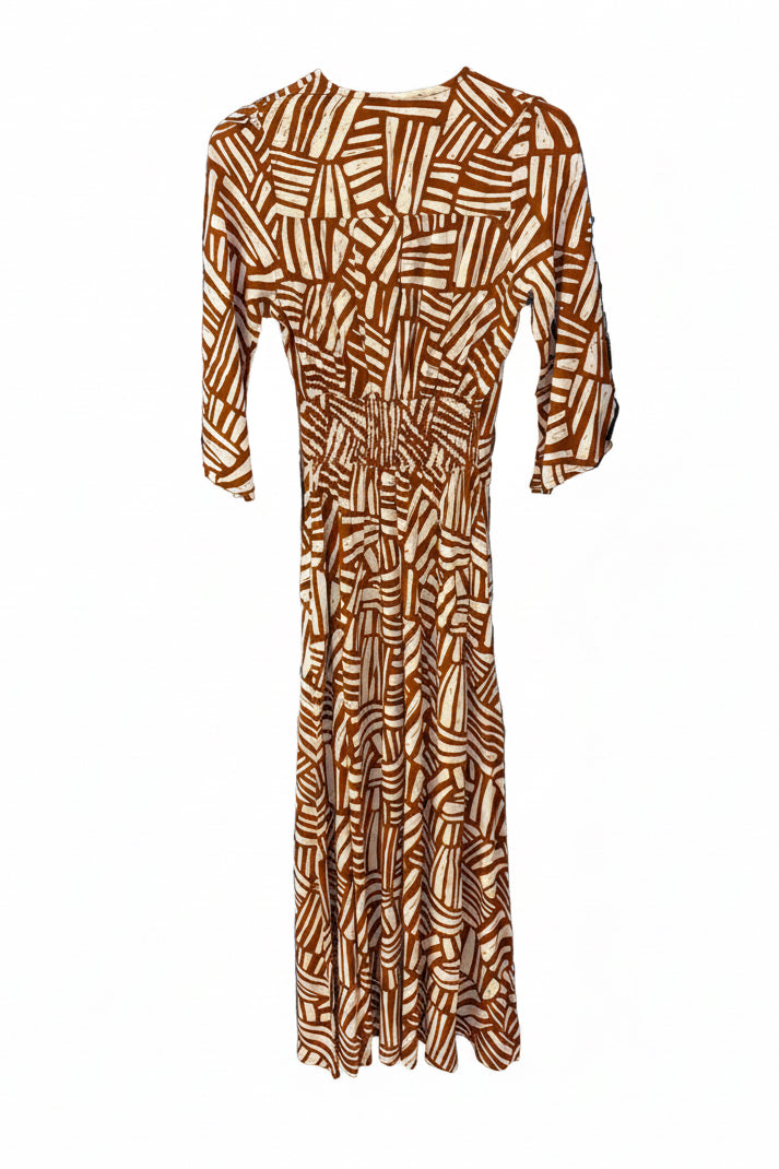 Lola Long Dress Zig Zag Brown