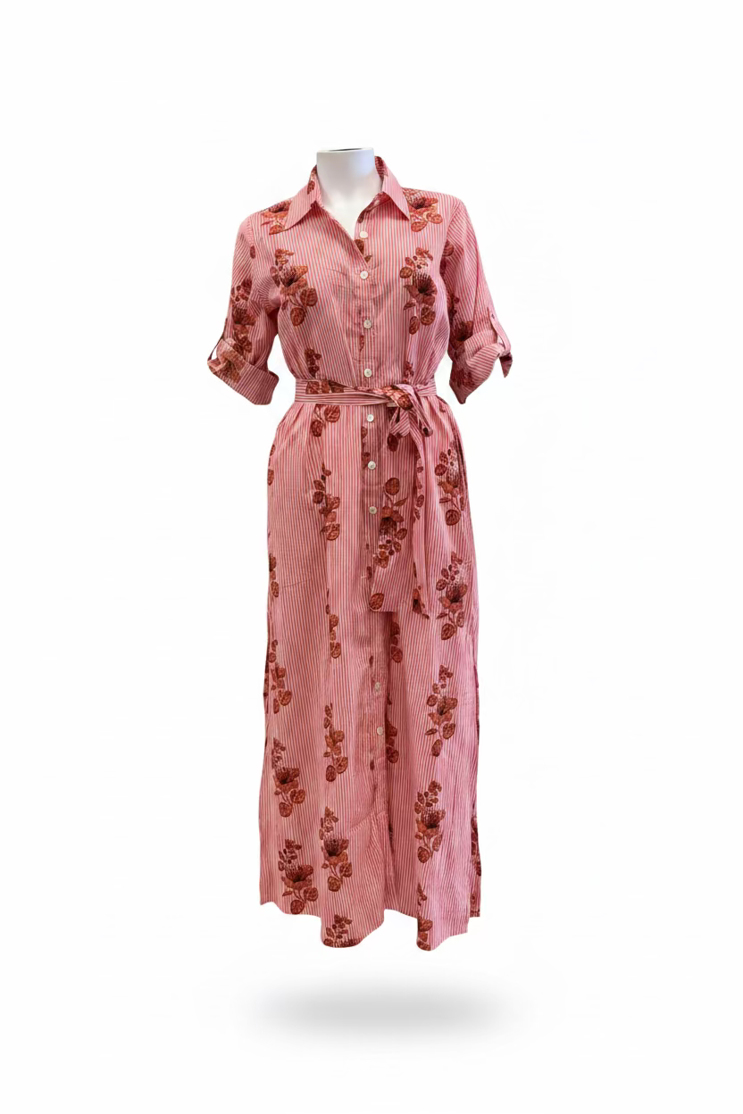 Long Chemisier Striped Pink