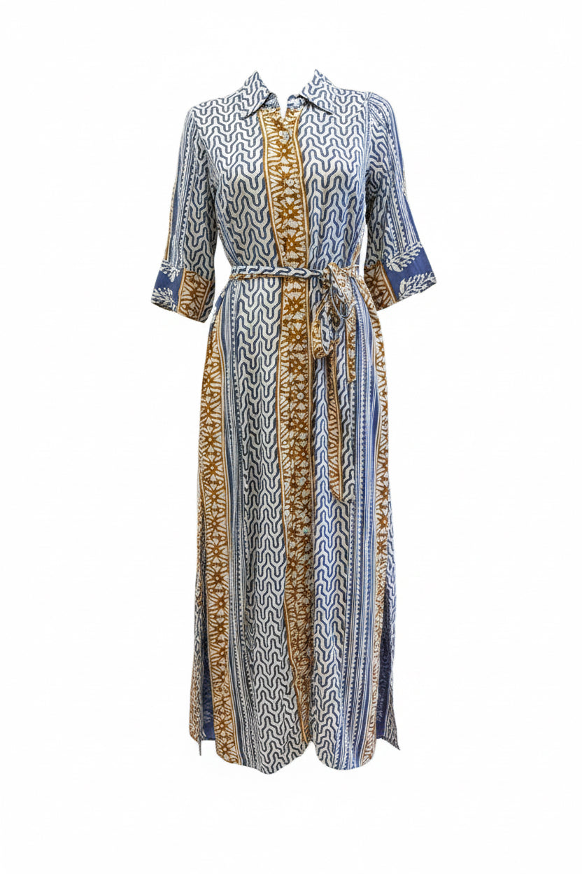 Long Chemisier Ikat Blu