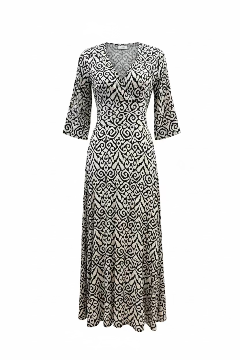 Lola Long Dress Ikat Black