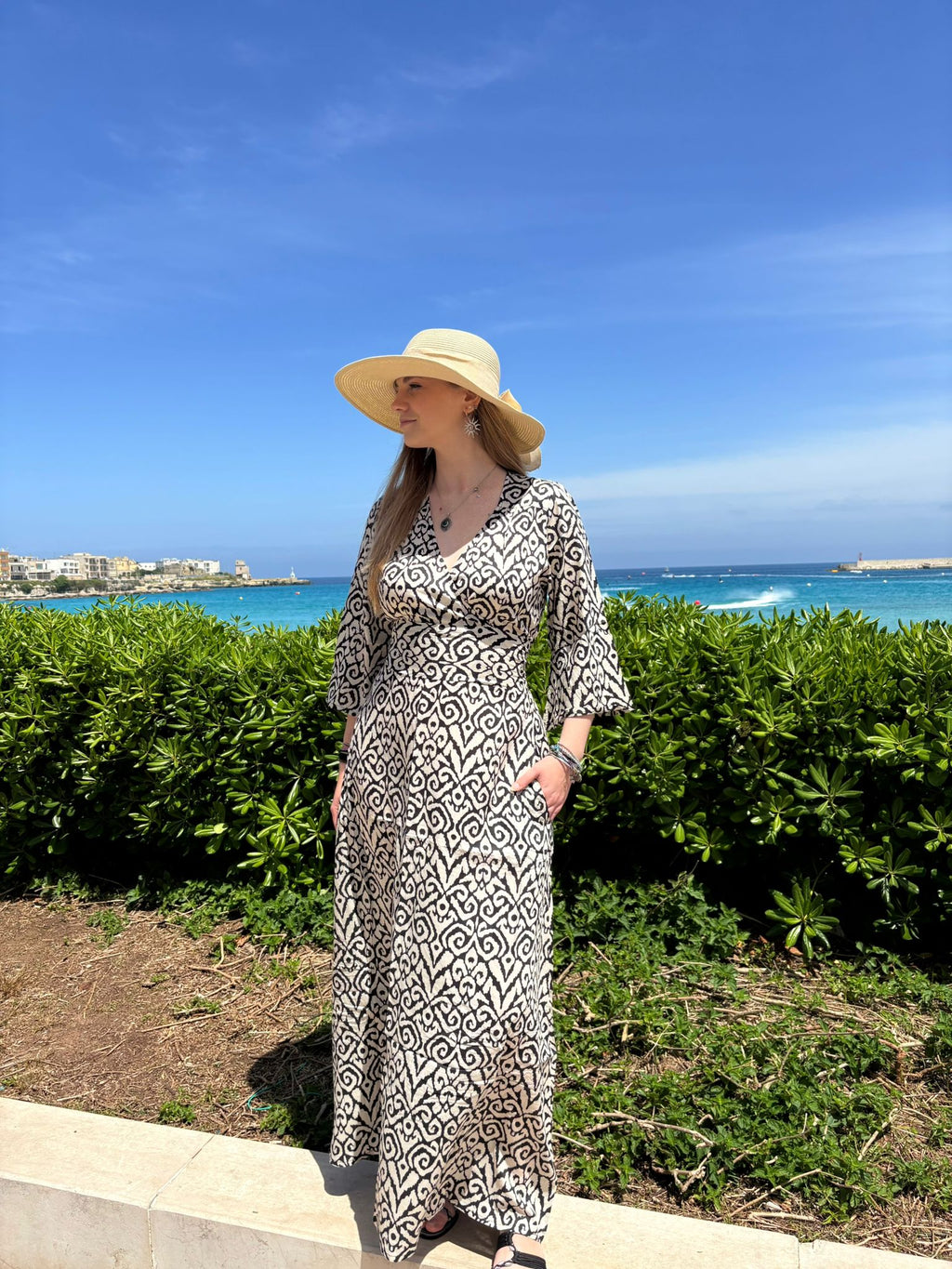 Lola Long Dress Ikat Black