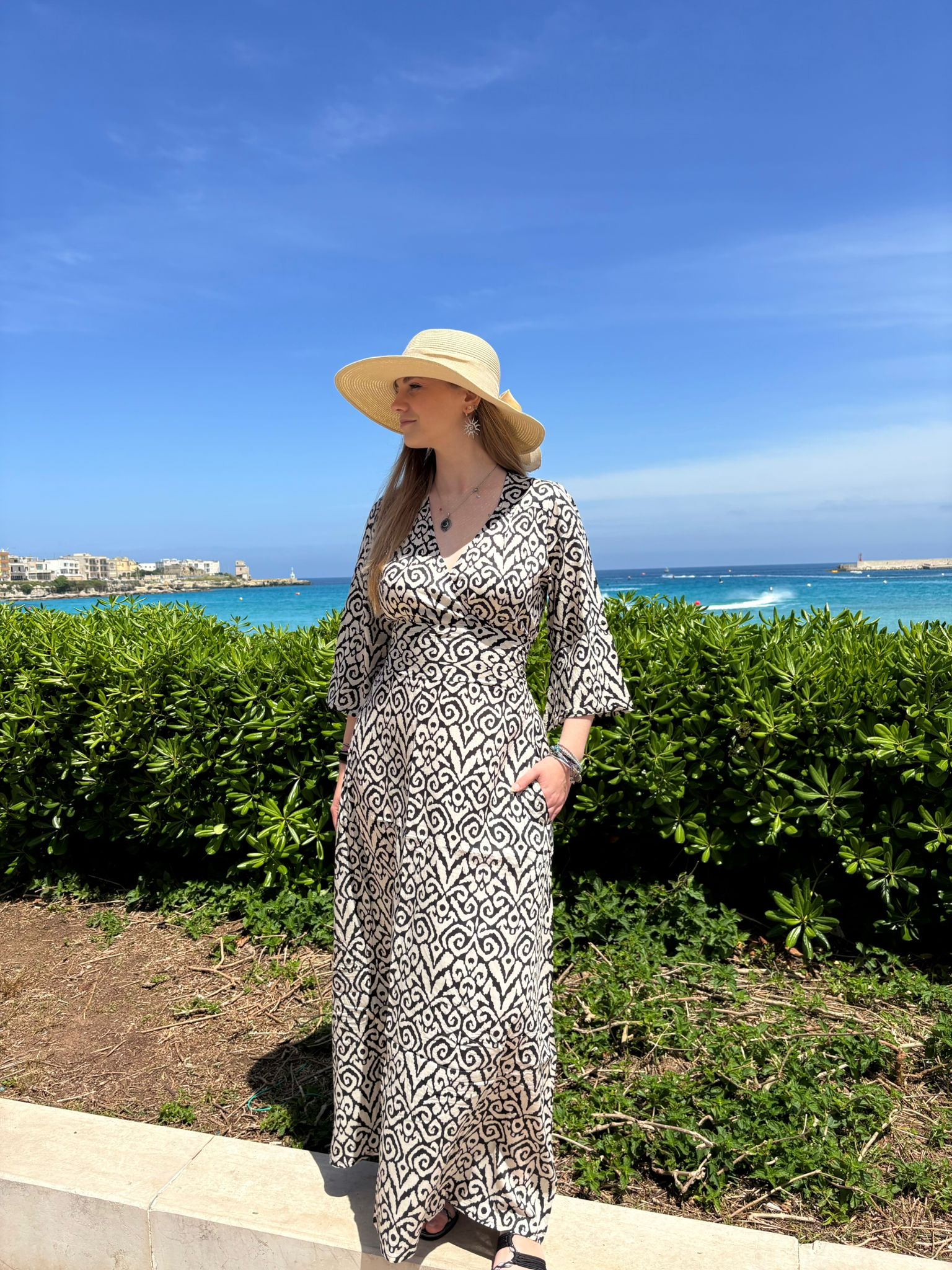 Lola Long Dress Ikat Black