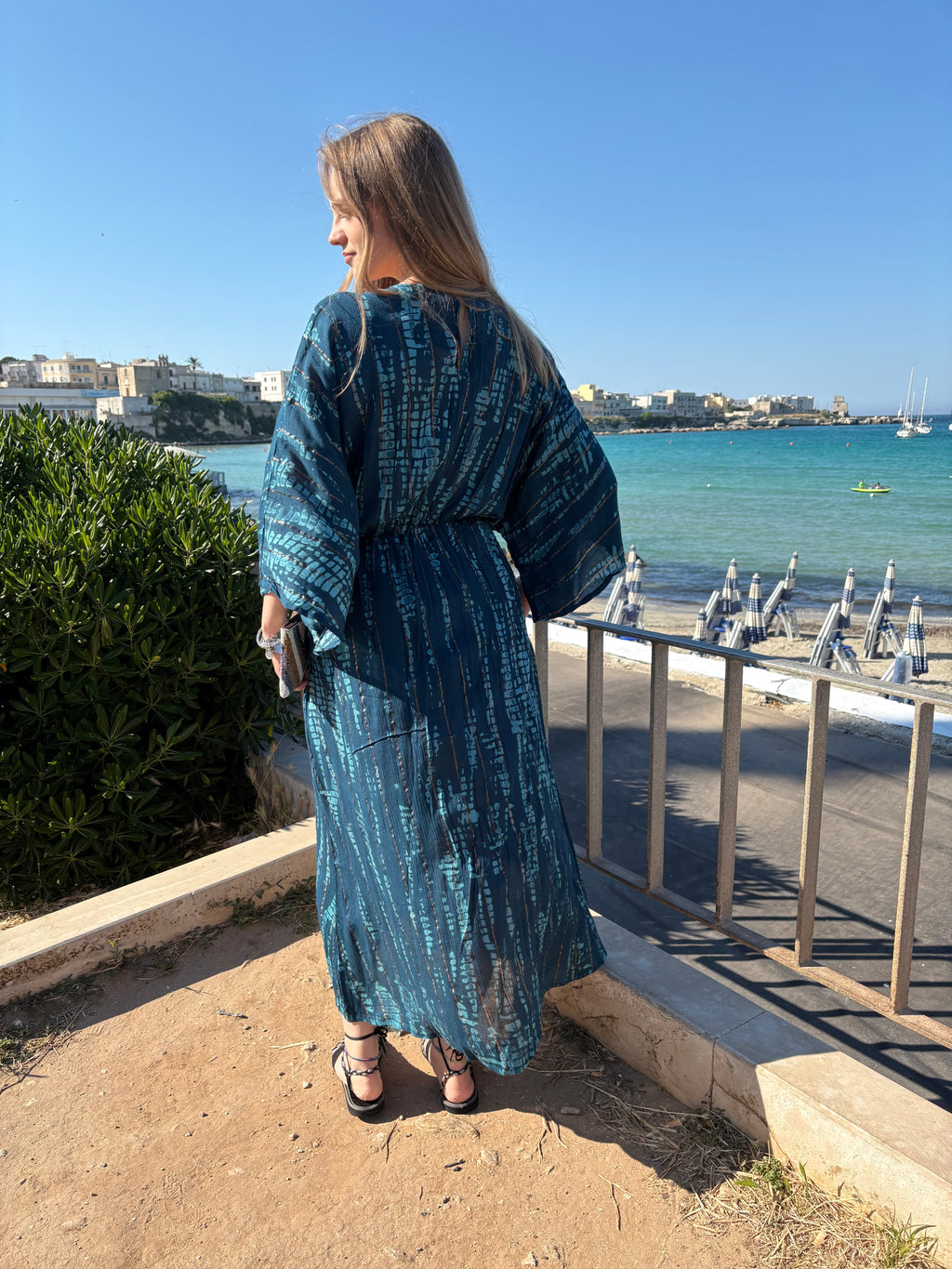 Kimono Long Dress Sky Blue