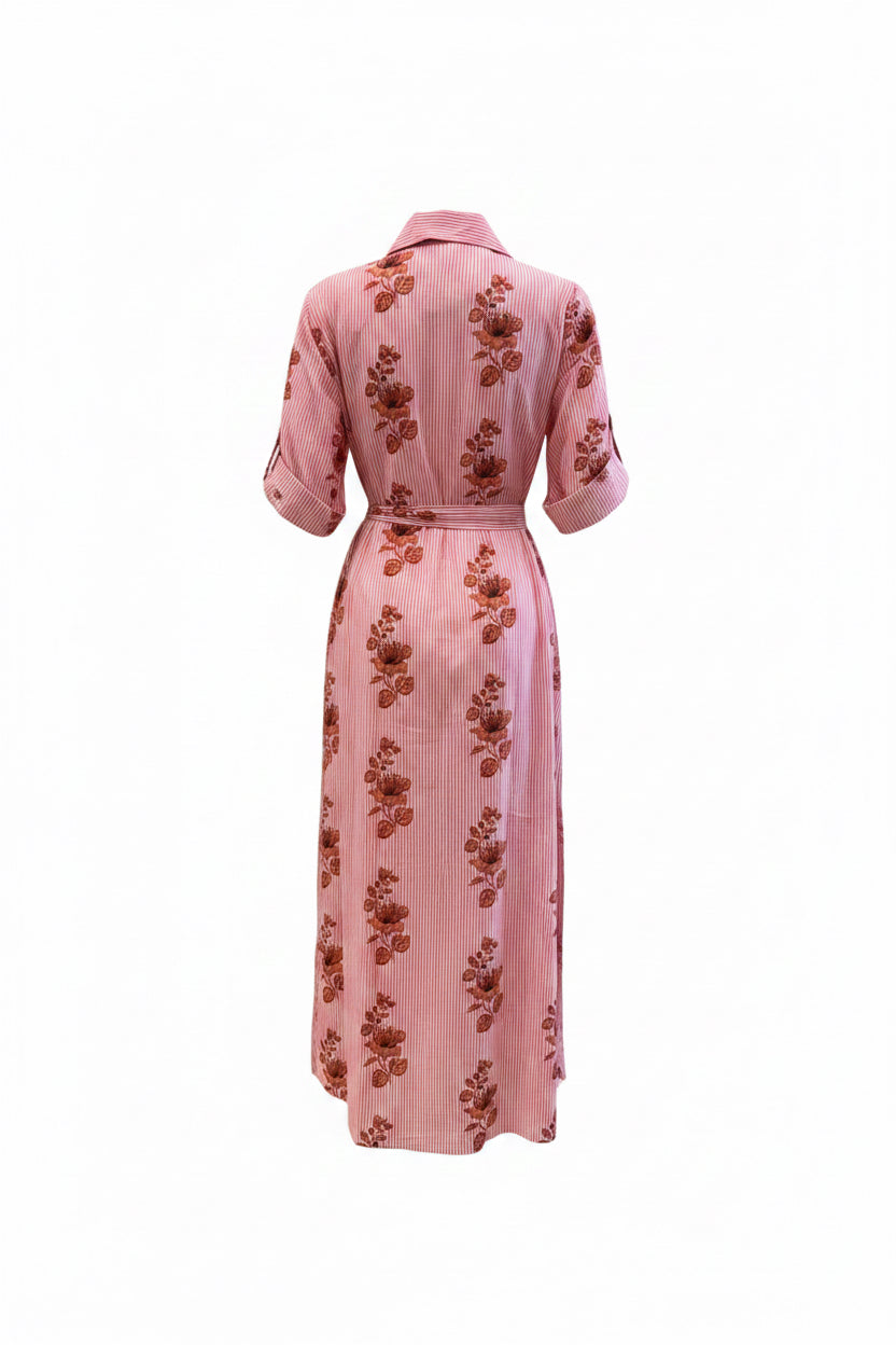 Long Chemisier Striped Pink