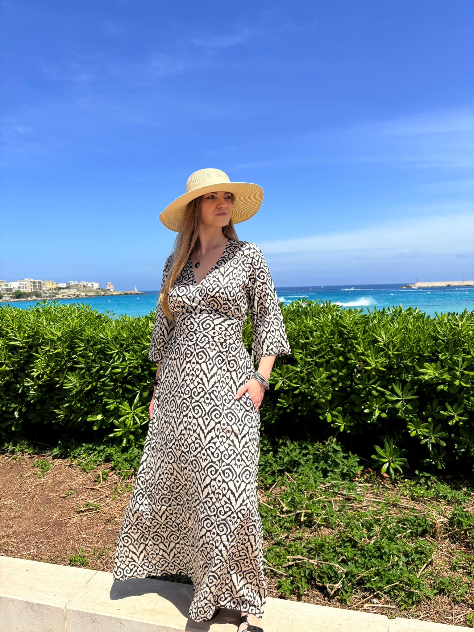 Lola Long Dress Ikat Black