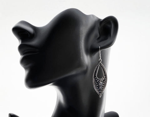Silver Dangle Oval  Earrings - edocollection
