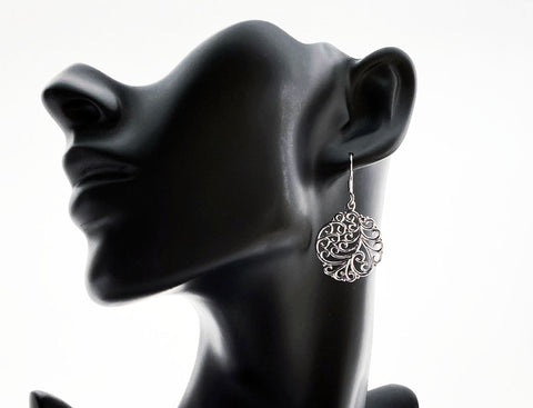 Silver Tree Of Life Round Dangle Earrings - edocollection