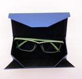 Eco-Leather Glasses Case-Metallic Blue - edocollection