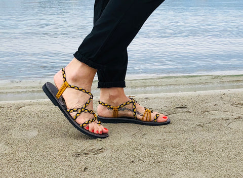 Flat Rope Sandals-Yellow-Giulia Style - edocollection