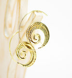 Brass Spiral Earrings Feather - edocollection