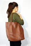 Leather Shopper Bag-Tan - edocollection