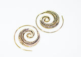 Brass Spiral Earrings-Feather - edocollection