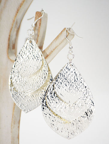 Silver Leaves Statement Earrings - edocollection