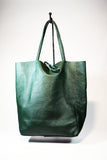 Leather Shopping Bag-Green - edocollection
