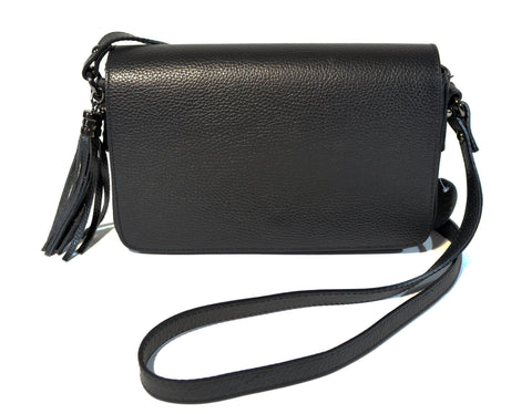 Medium Cross Body Leather Bag-Black - edocollection