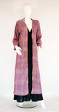 Long Silk Kimono-Floral Lilac Gold - edocollection