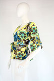 Floral Lime Yellow Wrap Top - edocollection