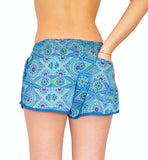 Turquoise Floral Geometric Shorts - edocollection