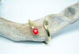 Women's Brass Cuff Bracelet Red Stone - edocollection