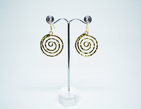 Brass Wire Dangle Earrings Spiral Motif - edocollection