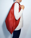 Large Leather Hobo Bag-Red - edocollection