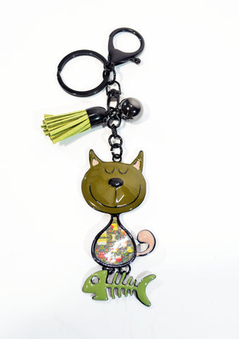 Lacquered Metal Cat Key Ring - edocollection