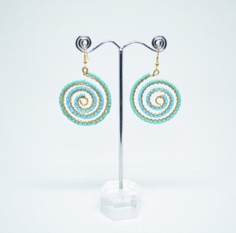 Brass Wire Wrapped Beads Earrings Teal - edocollection