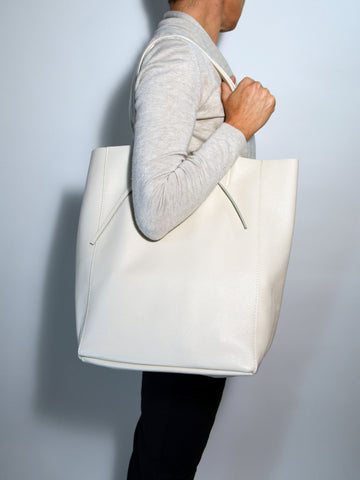 Leather Tote Bag-Creme - edocollection