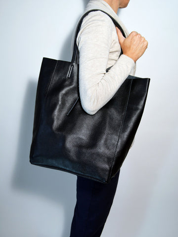 Black Leather Tote Bag - edocollection