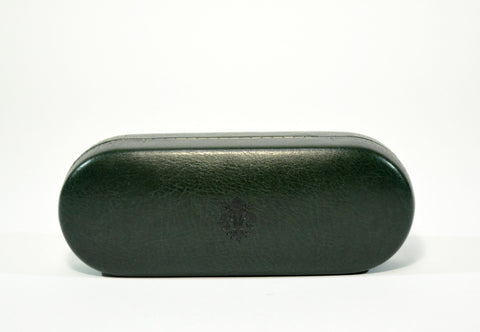 Large Leather Glasses Case-Dark Green - edocollection
