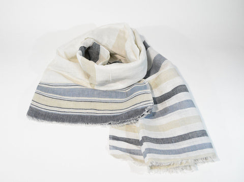 Striped Linen Shawl Scarf - edocollection