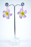 Rubber Flower Drop Earrings Purple - edocollection