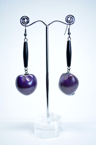 Drop Coconut Seed Earrings Purple - edocollection