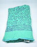 Womens Cotton Scarf Block Prin Mint Green - edocollection