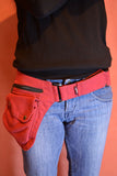 Cotton Canvas Pocket Belt-Red - edocollection