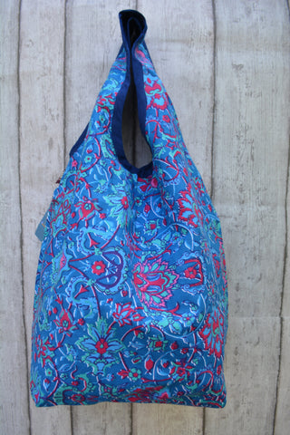 Canvas Hobo Bag Turquoise Flower - edocollection