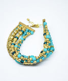 Women's Brass Bracelet with Turquoise Paste Beads - edocollection
