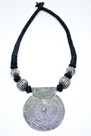 German Silver Collar Necklace Spiral Pendant - edocollection
