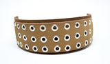 Men's Large Leather Studded Bracelet Tan - edocollection