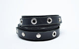 Men's Leather Wrap Studded Bracelet Black - edocollection